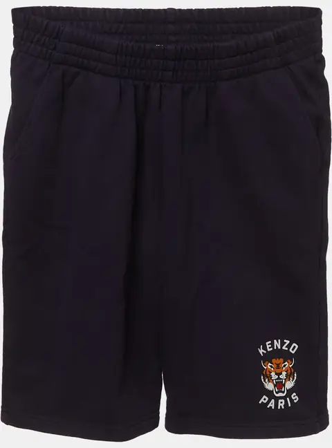 Kenzo Kids Navy Blue Tiger Logo Graphic Cotton Knit Shorts 12 Yrs