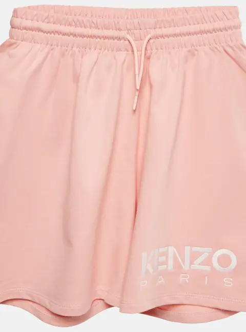Kenzo Pink Logo Embroidered Cotton Knit Shorts 12 Yrs
