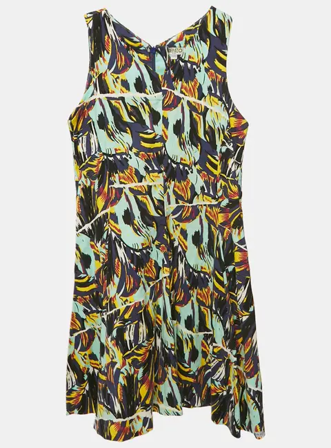 Kenzo Kids Multicolor Printed Cotton Sleeveless Dress 12 Yrs
