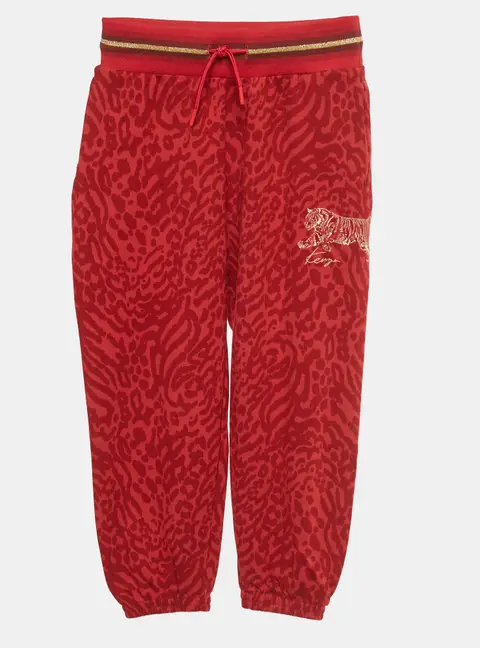 Kenzo Kids Red Leopard Print Cotton Joggers 6 Yrs