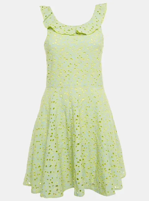 Kenzo Blue/Yellow Broderie Anglaise Cotton Dress 12 Yrs