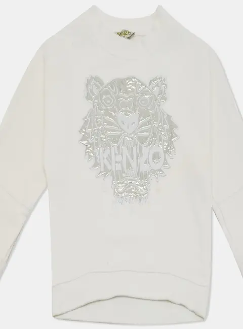Kenzo Kids White Tiger Embroidered Cotton Sweatshirt 4Yrs