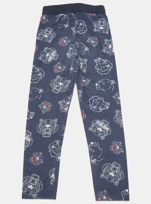 Kenzo Kids Blue Logo Print Jersey Leggings 5Yrs