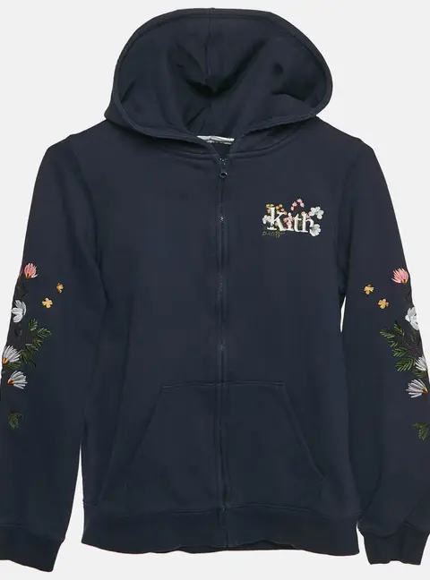 Kith Kids Navy Blue Floral Embroidered Cotton Zip-Up Jacket 10/12 Yrs