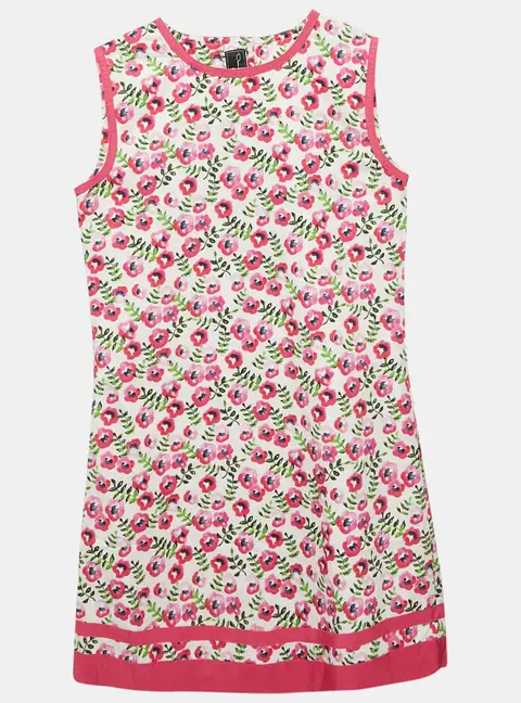 Oscar de la Renta Kids Pink Floral Print Cotton Sleeveless Dress 12 Yrs
