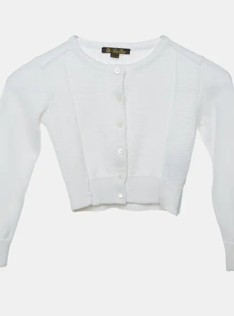 Loro Piana Kids White Cotton Knit Button Up Cardigan 4 Yrs