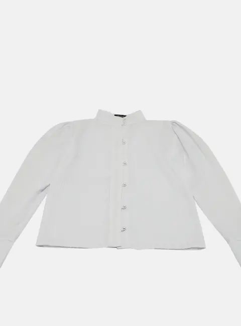 Little Lady Empire Kids White Stripe Cotton Pearl Button Detail Blouse 10Yrs