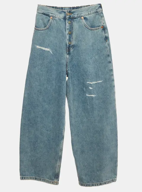 MM6 Maison Margiela Kids Blue Denim High Waisted Baggy Jeans 14 Yrs/Waist 24"