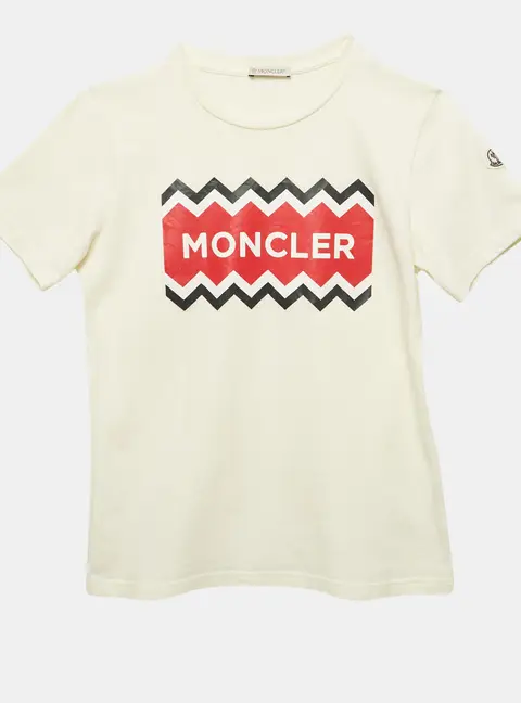 Moncler Kids Off White Printed Jersey T-Shirt 12 Yrs
