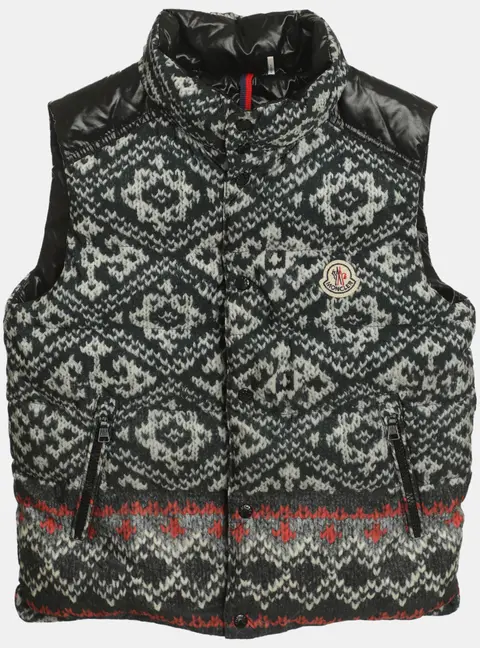 Moncler Grey Tweed Print Nylon Vest 10 Years