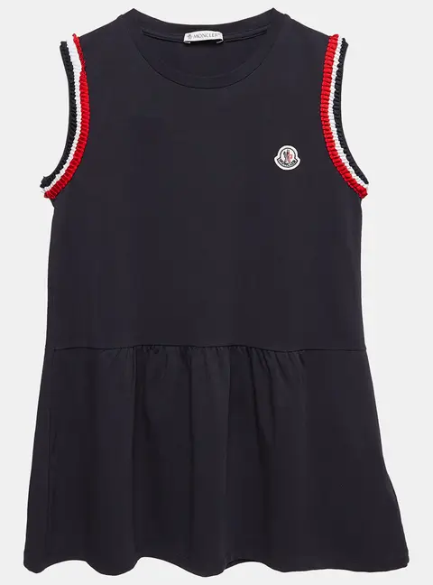 Moncler Navy Blue Cotton Knit Ruffled Sleeveless Top 12 Yrs