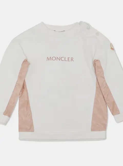 Moncler White Logo Print Cotton Panel Detail Sweatshirt 2 Yrs