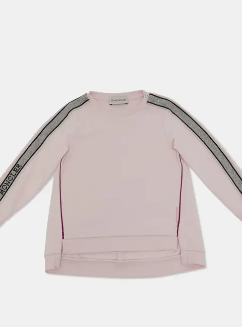 Moncler Kids Pink Cotton Tape Trimmed Sweatshirt 2 Yrs