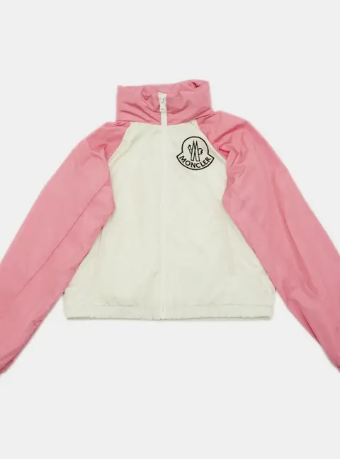 Moncler Kids Pink/Ivory Nylon Enabish Zip Up Jacket Size 10 Yrs