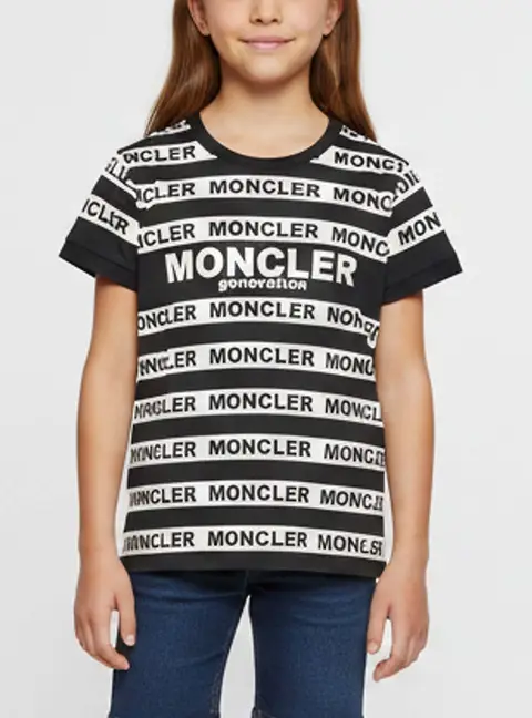 Moncler Kids Striped Logo Graphic Jersey T-Shirt 6 Yrs