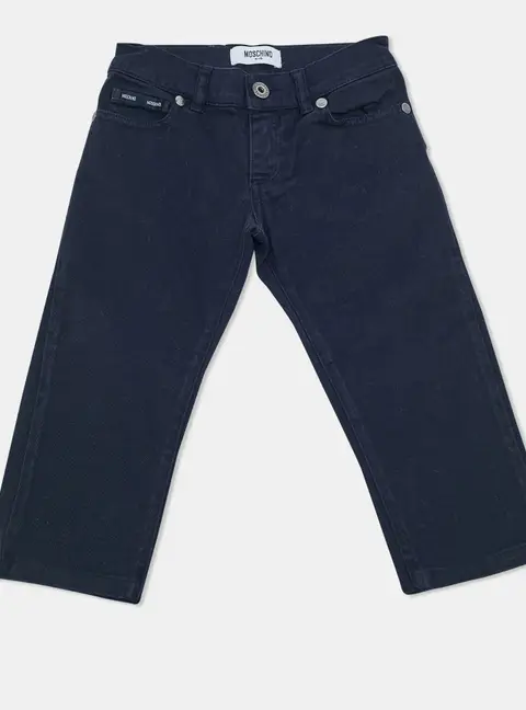 Moschino Kids Navy Blue Gabardine Jeans 4 Yrs Waist 20"