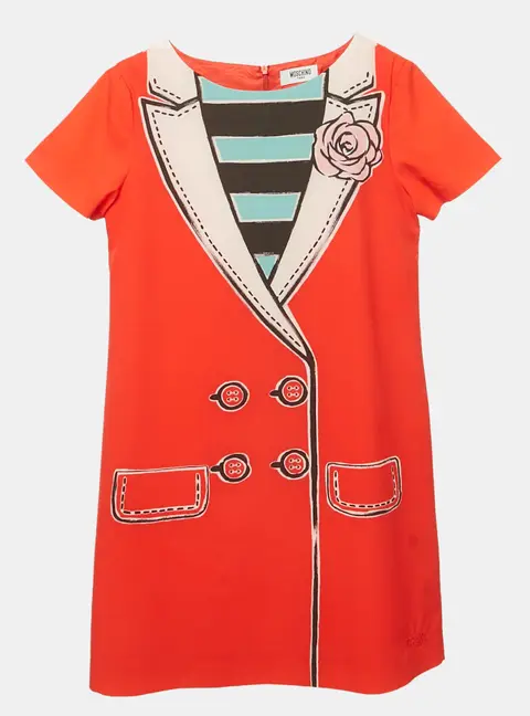 Moschino Teen Red Printed Crepe Dress 12 Yrs