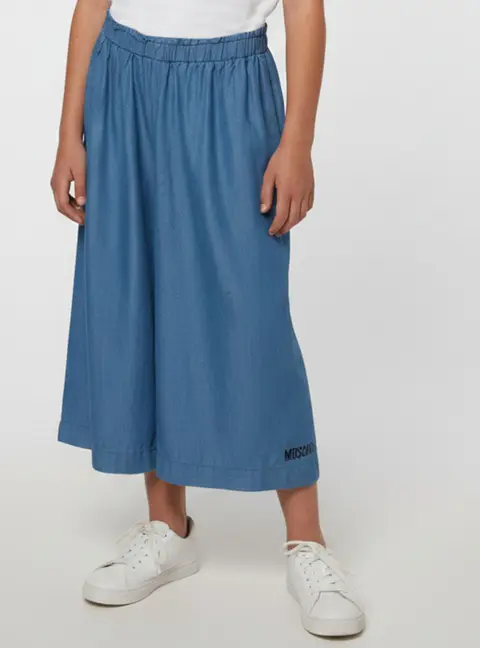 Moschino Teen Kids Blue Chambray Wide Leg Pants 10Yrs