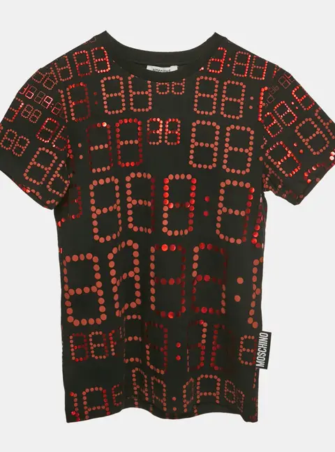 Moschino Teen Black Printed Jersey Crewneck T-Shirt 10Yrs