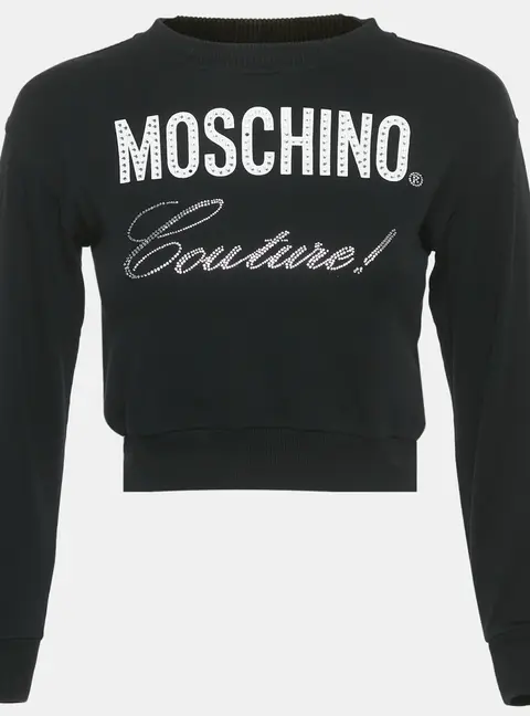 Moschino Black Cotton Rhinestone Sweatshirt 8 Yrs
