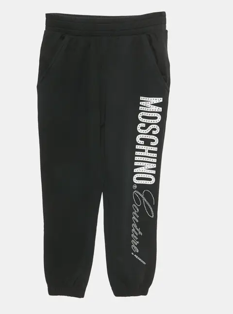 Moschino Kids Black Cotton Rhinestone Sweatpants 8 Yrs