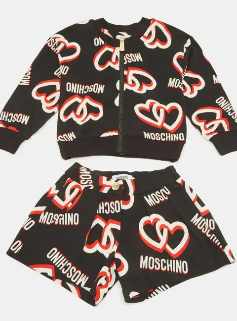 Moschino Kids Black Logo Print Cotton Shorts Set 4Yrs