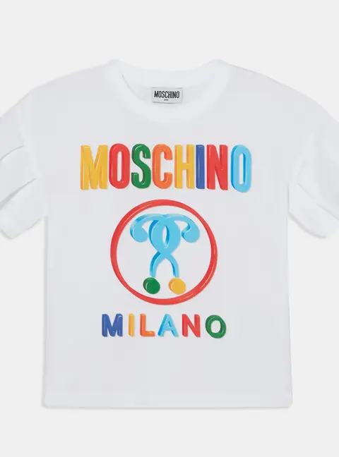 Moschino Kids White Logo Graphic Jersey T-Shirt 14 Yrs