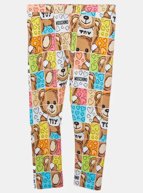 Moschino Kids Multicolor Teddy Bear Print Jersey Leggings 3 Yrs