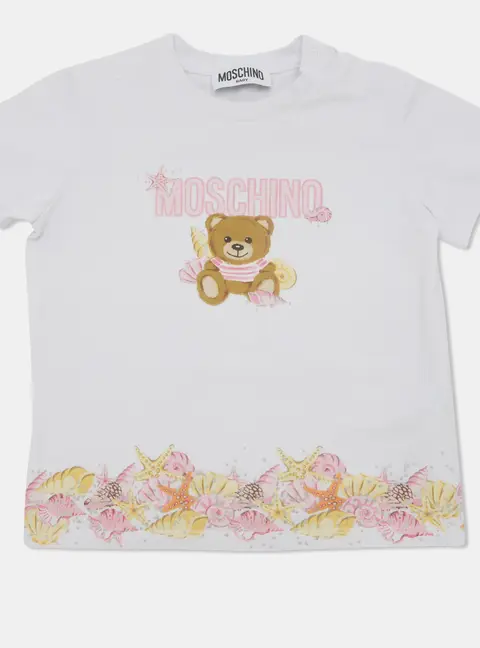 Moschino Kids White Teddy Bear Graphic Jersey T-Shirt 2 Yrs
