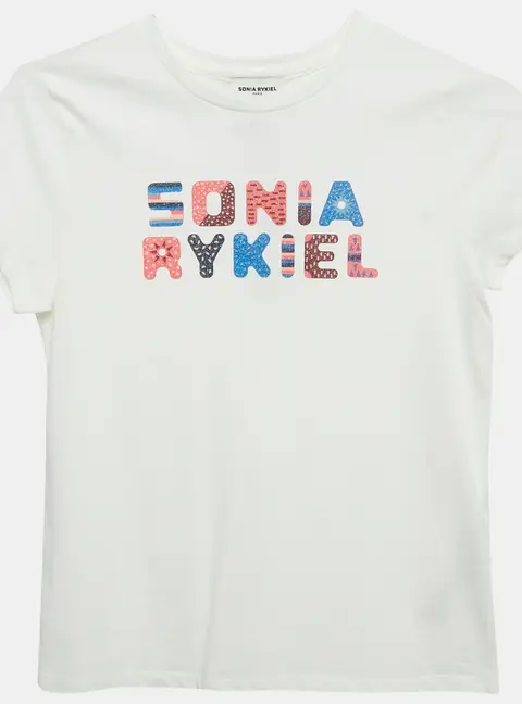 Sonia Rykiel Kids White Printed Jersey T-Shirt 12 Yrs
