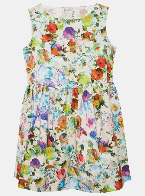 Simonetta Kids Multicolor Floral Print Cotton Sleeveless Dress 6 Yrs