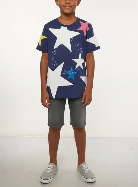 Stella McCartney Kids Navy Blue Star Graphic Jersey T-Shirt 14 Yrs