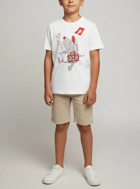 Stella McCartney Kids White CNY Rat Graphic Jersey T-Shirt 12 Yrs