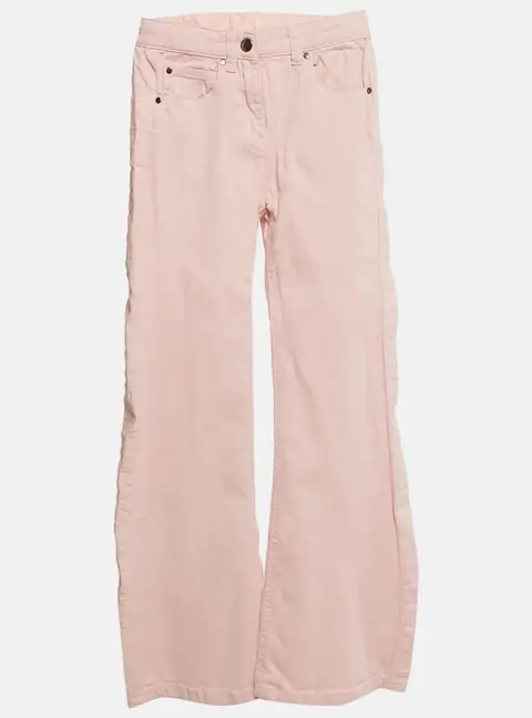 Stella McCartney Kids Pink Logo Embossed Denim Wide Leg Jeans 10 Yrs