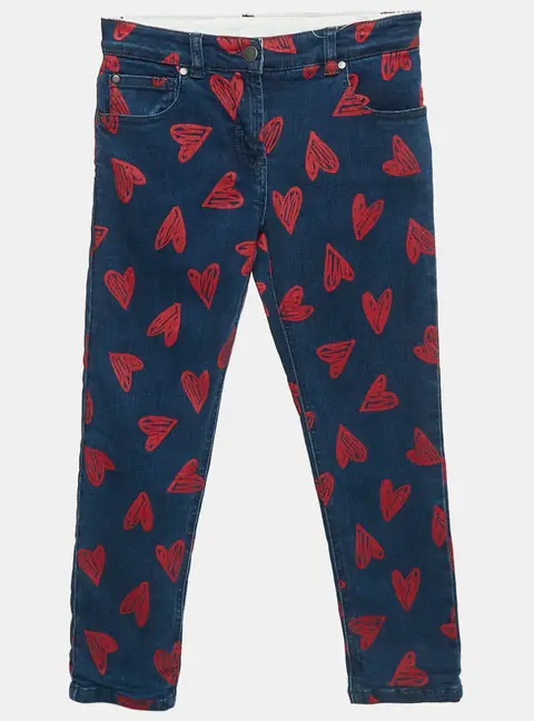 Stella McCartney Kids Blue Heart Print Denim Jeans 8 Yrs Waist 24"