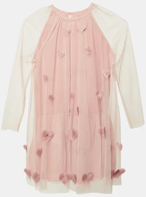 Stella McCartney Kids Pink 3D Heart Applique Tulle Dress 10Yrs