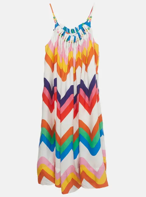 Stella McCartney Multicolor Zig-Zag Print Tencel Dress 8Yrs