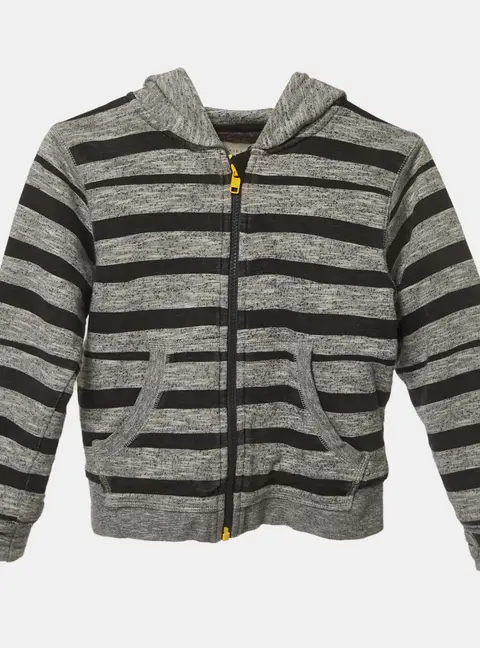 Stella McCartney Kids Grey Striped Fleece Cotton Hoodie 6Yrs