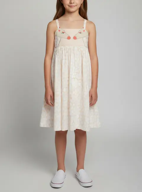 Stella McCartney Kids Pink Giraffe Print Applique Poplin Dress 12 Yrs