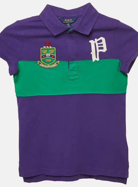 Polo Ralph Lauren Kids Purple/Green Applique Pique Polo T-Shirt 7 Yrs