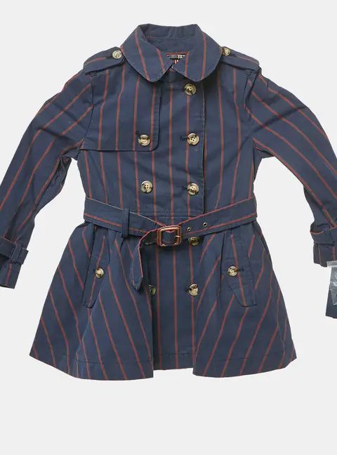 Polo Ralph Lauren Kids Navy Blue Striped Cotton Trench Coat 4 Yrs