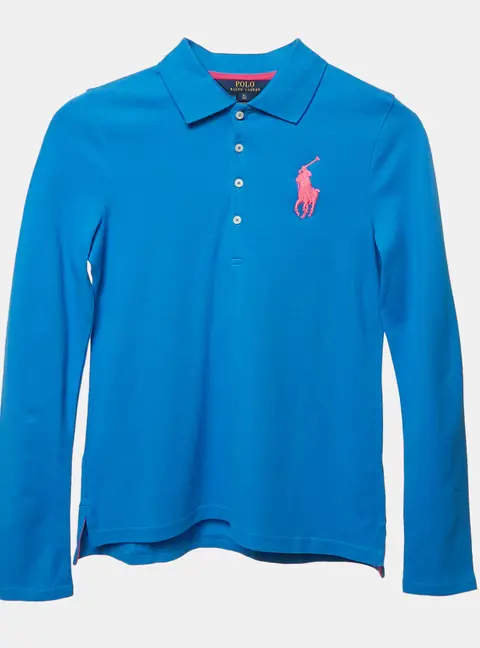 Polo Ralph Lauren Kids Cirrus Blue Cotton Pique Polo T-Shirt XL (16)