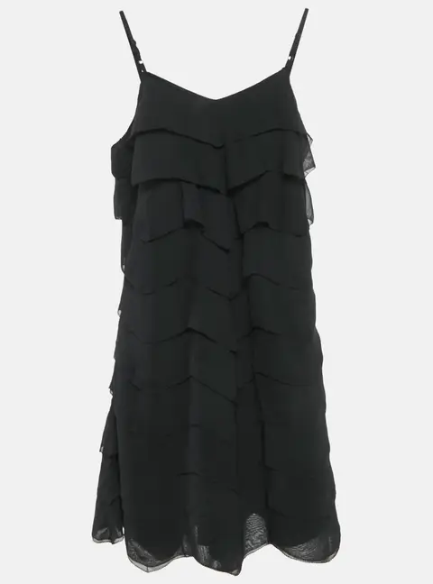 Polo Ralph Lauren Kids Black Crepe Ruffled Sleeveless Dress 12 Yrs