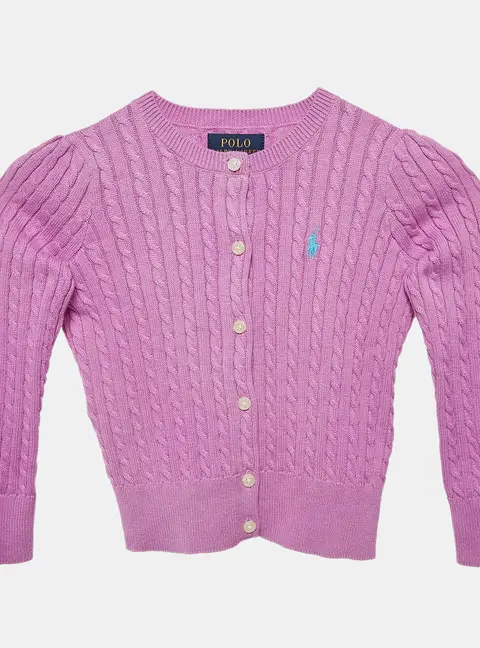 Polo Ralph Lauren Purple Mini Cable Knit Button Front Cardigan 3 Yrs