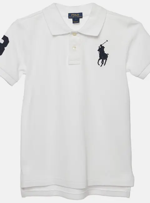 Polo Ralph Lauren Kids White Logo Embroidered Pique Polo T-Shirt 7 Yrs