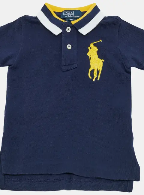 Polo Ralph Lauren Kids Navy Blue Embroidered Pique Polo T-Shirt 9M