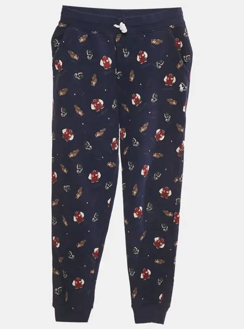 Polo Ralph Lauren Boys Navy Blue Baseball Print Cotton Sweatpants M/10-12Yrs