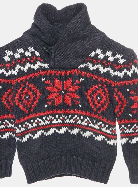 Polo Ralph Lauren Kids Navy Blue Knit Jacquard Snowflake Sweater 4 Yrs