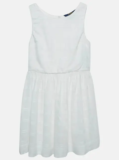 Polo Ralph Lauren Kids White Cotton Button Back Sleeveless Dress 8 Yrs
