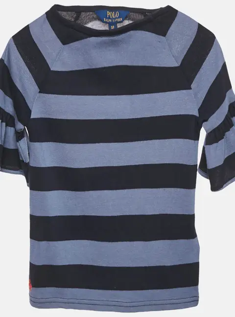 Polo Ralph Lauren Kids Blue Stripe Cotton Knit Bell Sleeve Top 7 Yrs